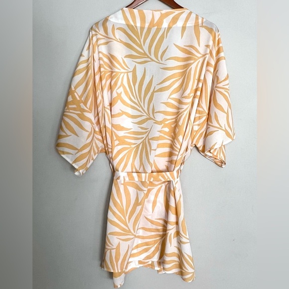 Maison Du Soir Magnolia Luxe Palm Leaf Kimono Robe Beach Pool Cover Up Sz M / L - Picture 6 of 8